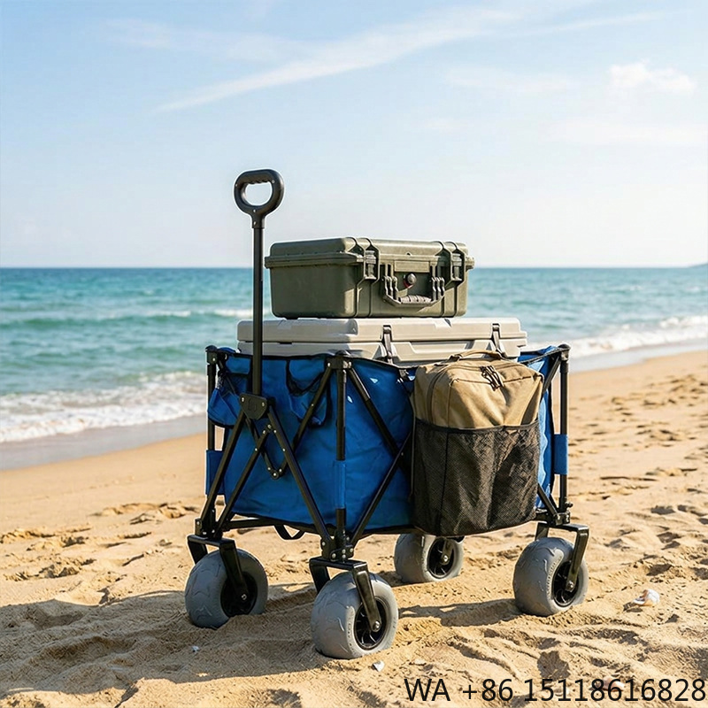 Outdoor Furniture Metal - Carrello da Spiaggia Pieghevole in Metallo